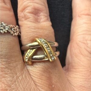 Vintage Two-Tone Crossover "X" Ring - Size 5.5